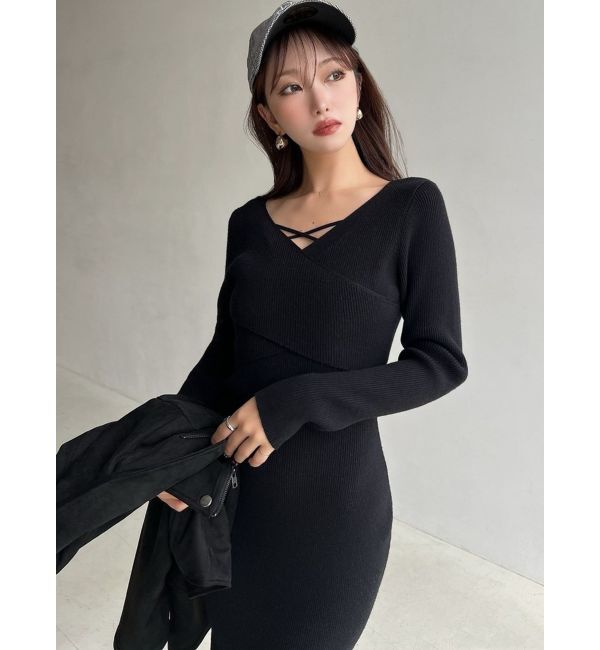 RESEXXY「ダブルクロスニットワンピース」|ワンピース|