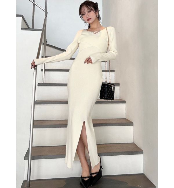 RESEXXY「ダブルクロスニットワンピース」|ワンピース|