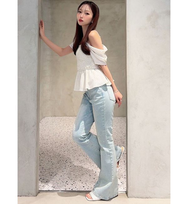 RESEXXY「ラインストーンデニムパンツ」|デニム|