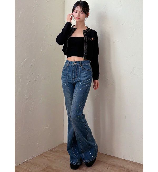 RESEXXY「ラインストーンデニムパンツ」|デニム|