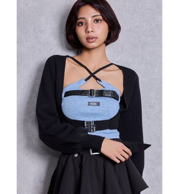 GYDA「GG bijou beltニットボレロ」|カーディガン|