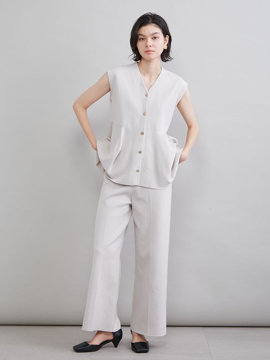 Mila Owen「ペプラムデザインＶネックベスト」|ニット・セーター|