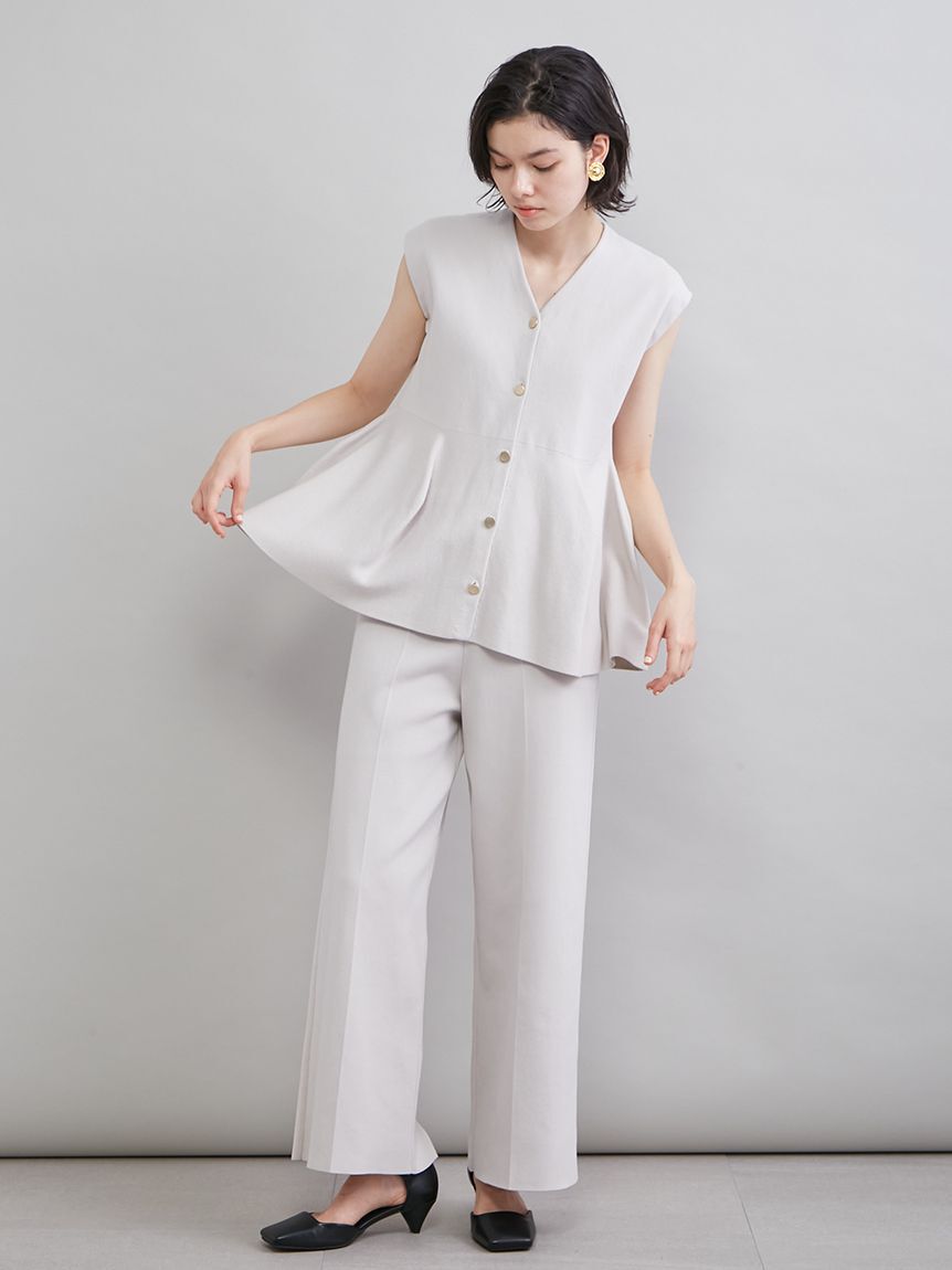 Mila Owen「ペプラムデザインＶネックベスト」|ニット・セーター|