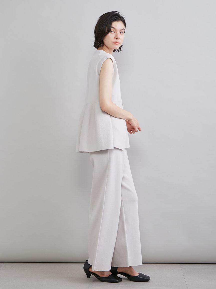 Mila Owen「ペプラムデザインＶネックベスト」|ニット・セーター|