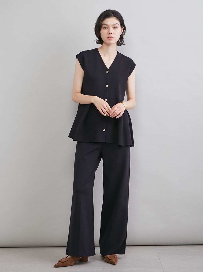 Mila Owen「ペプラムデザインＶネックベスト」|ニット・セーター|