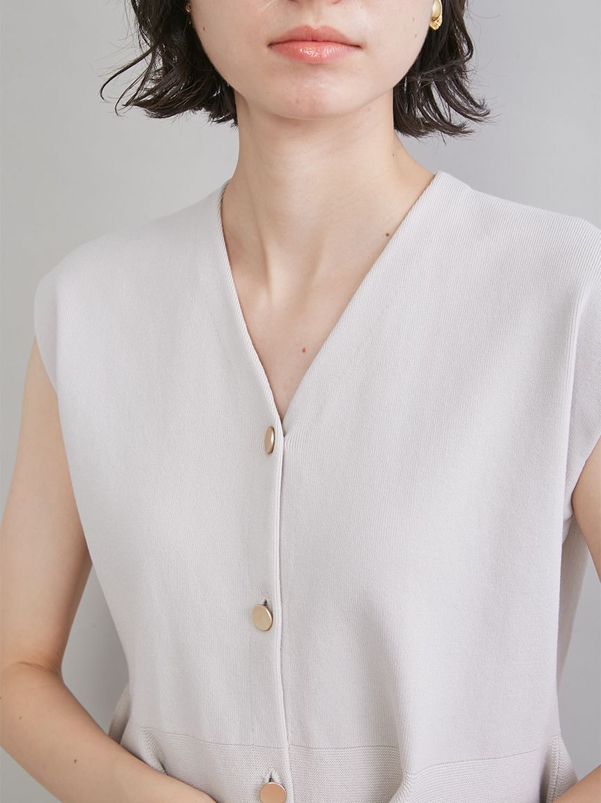 Mila Owen「ペプラムデザインＶネックベスト」|ニット・セーター|