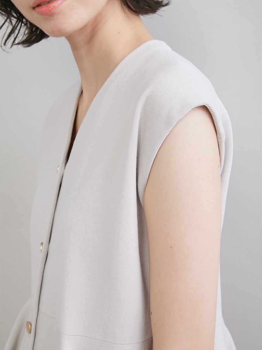 Mila Owen「ペプラムデザインＶネックベスト」|ニット・セーター|