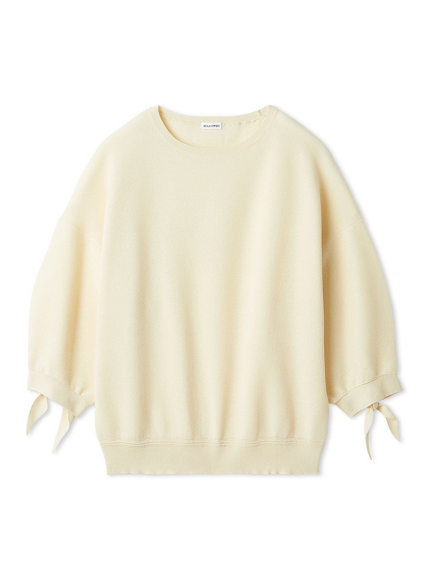 Mila Owen「【ウォッシャブル】ドライタッチ袖リボンニットプルオーバー」|ニット・セーター|IVR