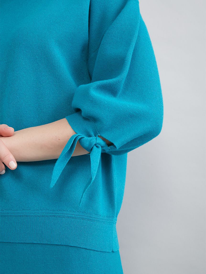 Mila Owen「【ウォッシャブル】ドライタッチ袖リボンニットプルオーバー」|ニット・セーター|