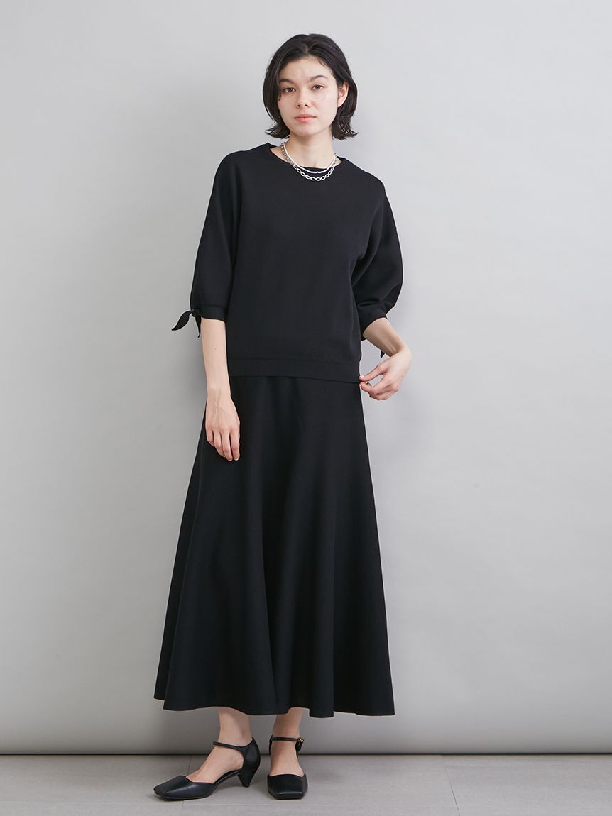 Mila Owen「【ウォッシャブル】ドライタッチ袖リボンニットプルオーバー」|ニット・セーター|