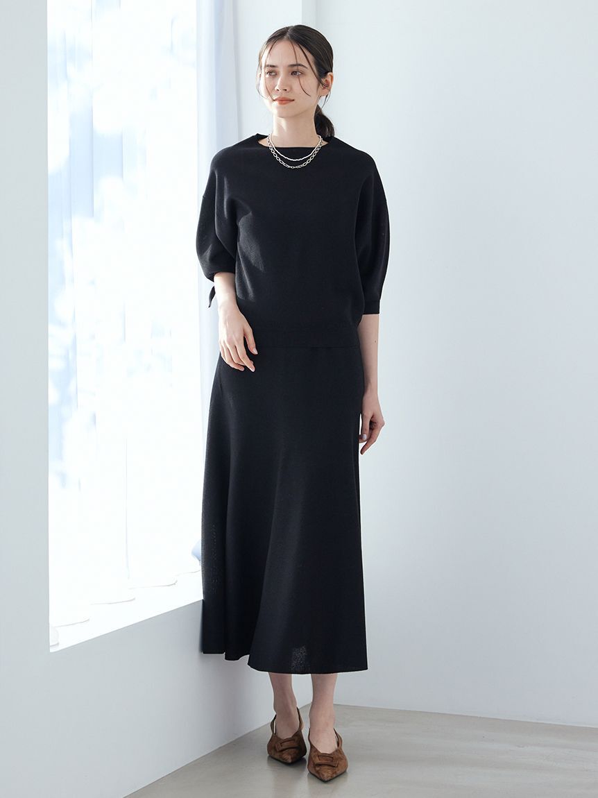 Mila Owen「【ウォッシャブル】ドライタッチ袖リボンニットプルオーバー」|ニット・セーター|