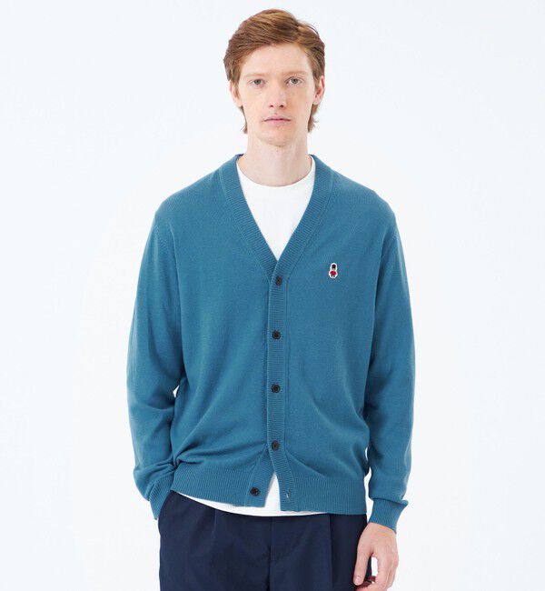 MACKINTOSH PHILOSOPHY「バッキンガムベア 綿ウール天竺 Vネックカーディガン」|ニット・セーター|ブルー