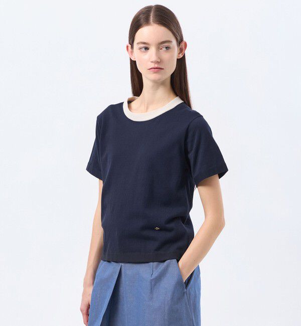 MACKINTOSH PHILOSOPHY「バイカラーファインコットンニット」|ニット・セーター|ネイビー