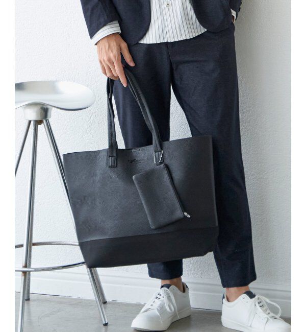 ikka「バイカラーシュリンクトートバッグ」|その他|ブラック