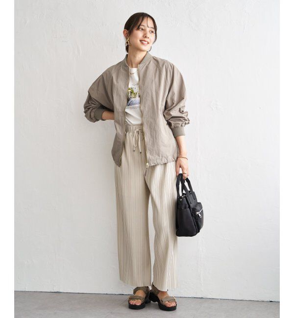 ikka「ミドル丈リブブルゾン」|ブルゾン・スタジャン|