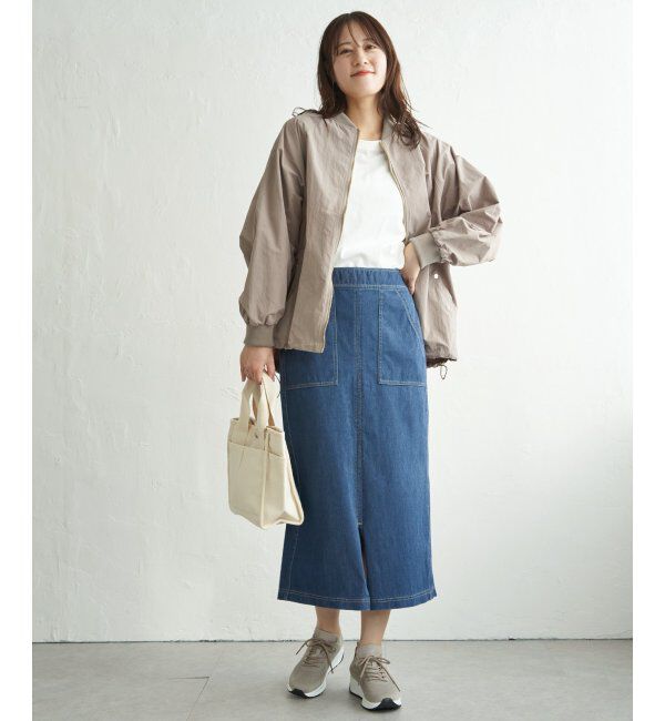 ikka「ミドル丈リブブルゾン」|ブルゾン・スタジャン|