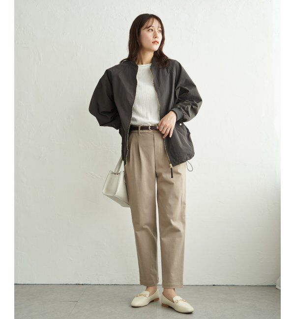 ikka「ミドル丈リブブルゾン」|ブルゾン・スタジャン|