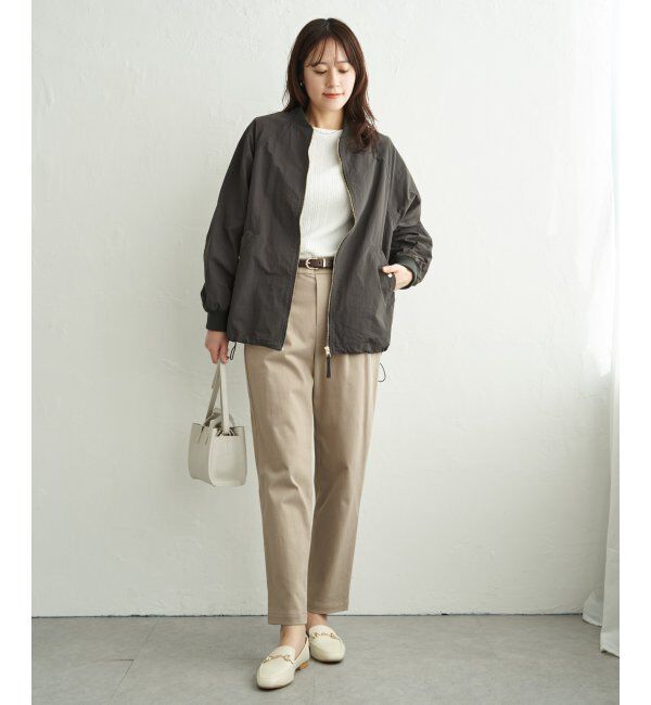 ikka「ミドル丈リブブルゾン」|ブルゾン・スタジャン|