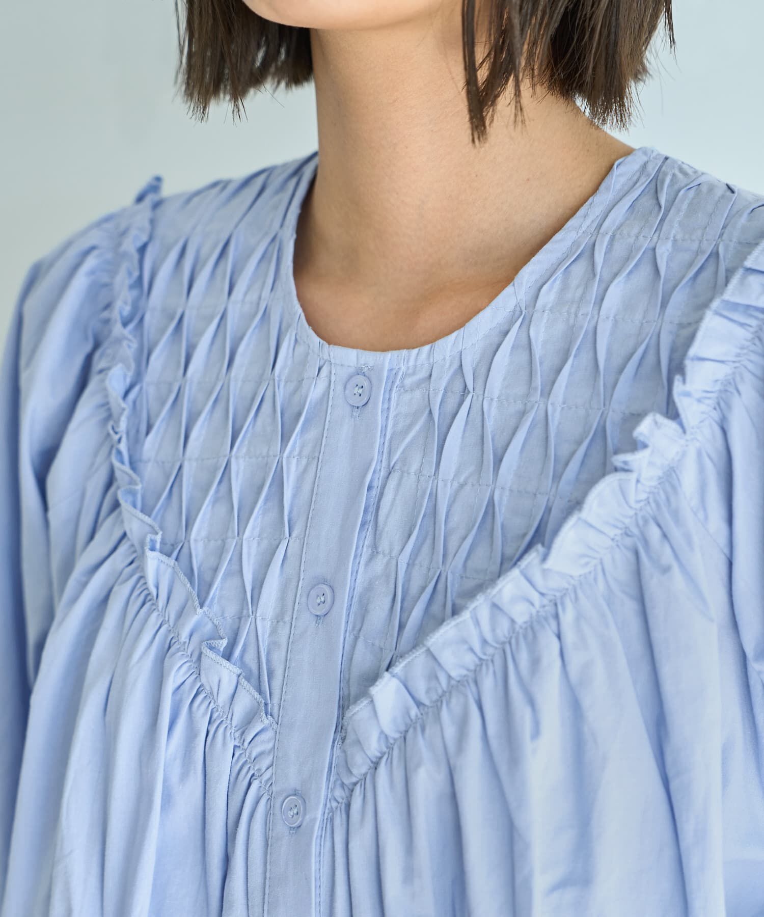 STYLE DELI「デコルテ切替コットンブラウス」|シャツ・ブラウス|