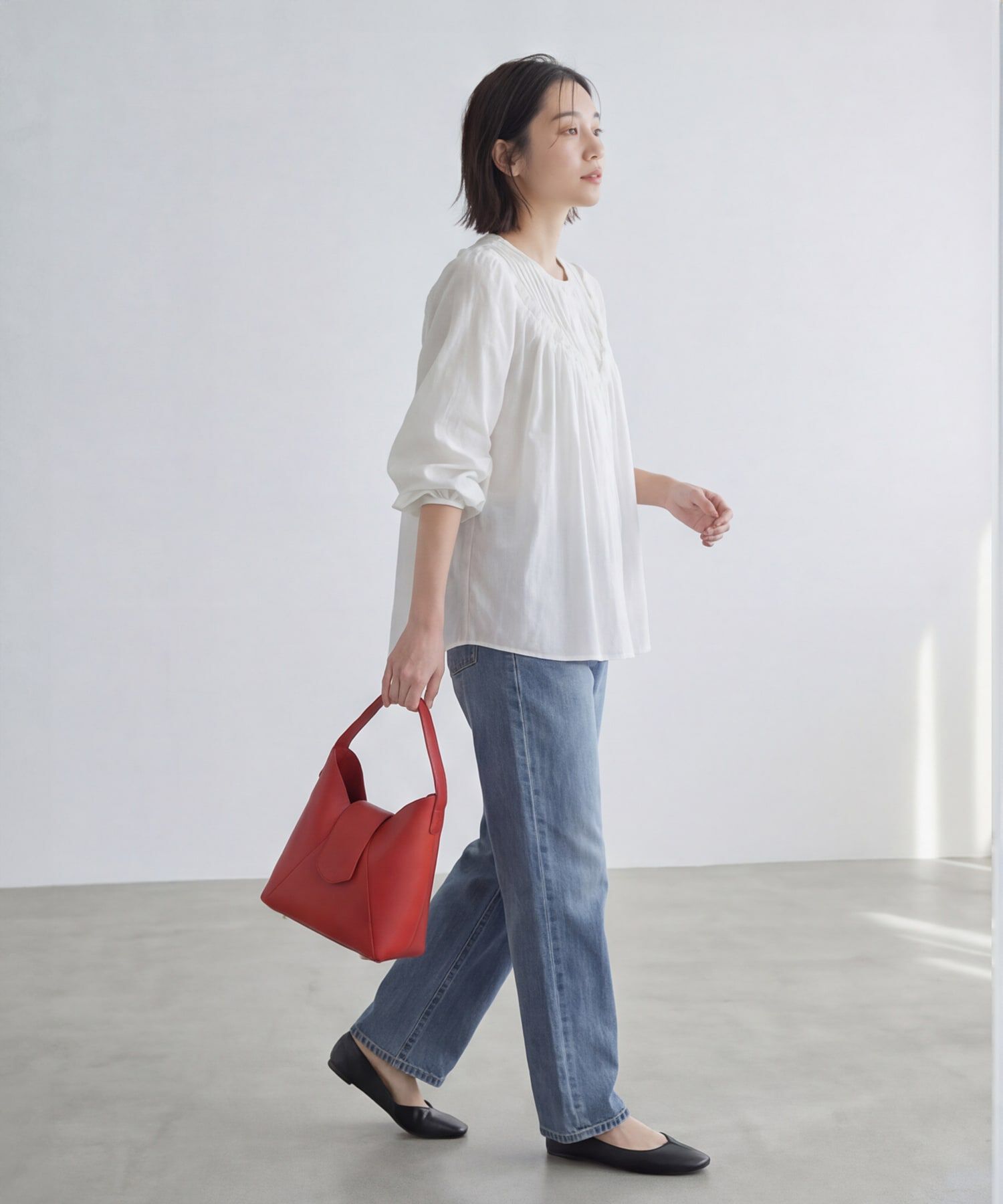 STYLE DELI「デコルテ切替コットンブラウス」|シャツ・ブラウス|