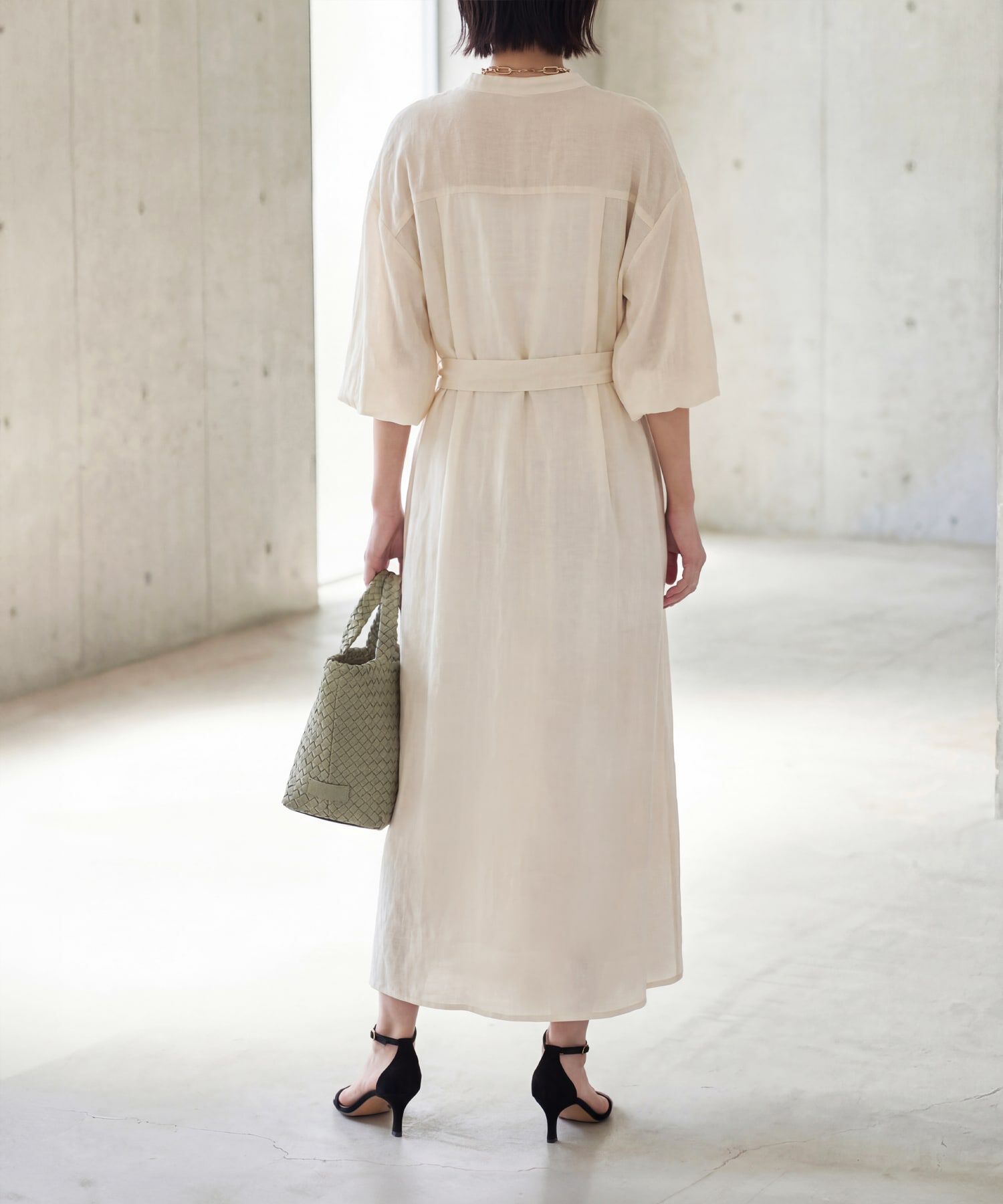 STYLE DELI「綿麻混紡ベルテッドシャツワンピース」|ワンピース|