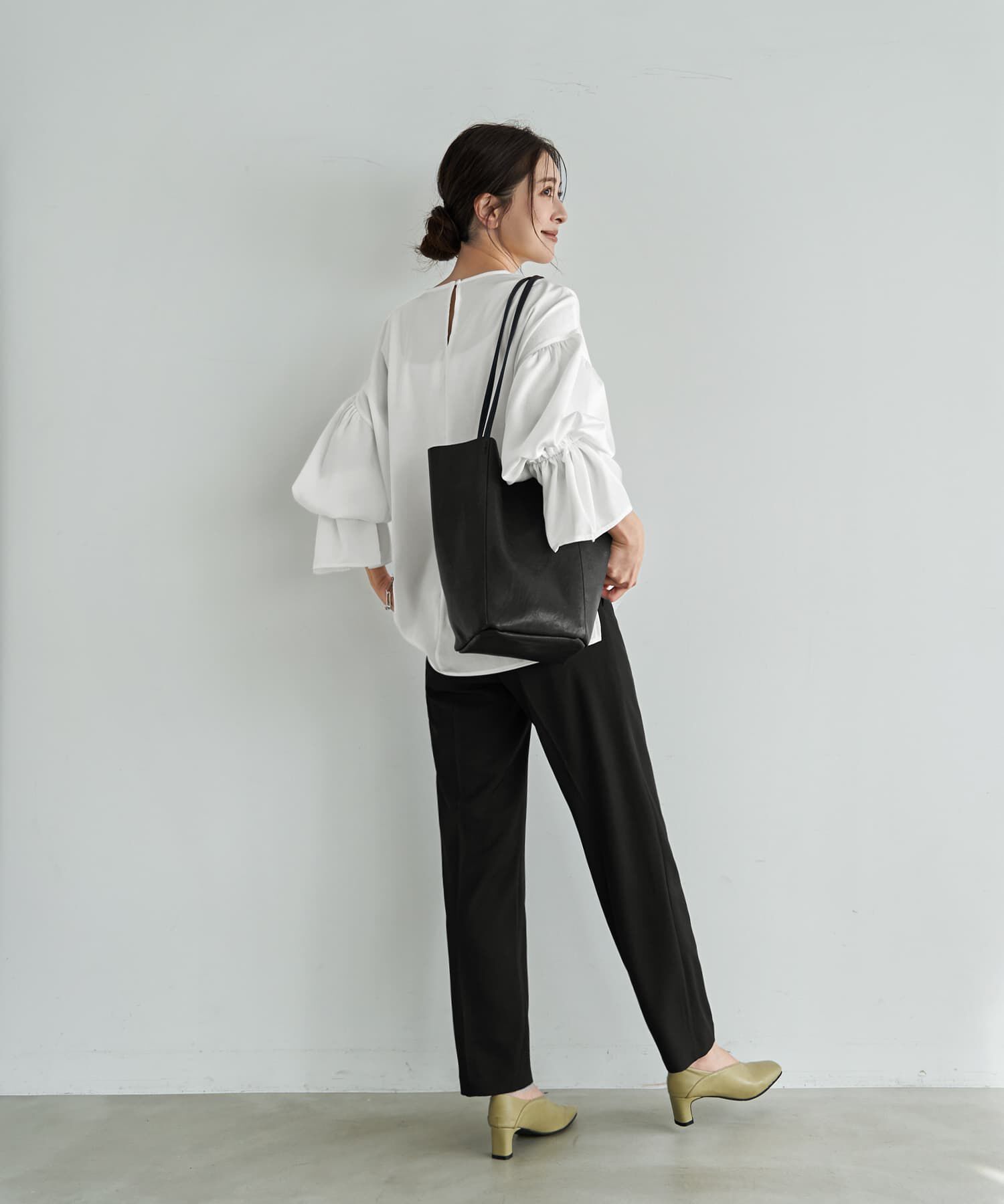 STYLE DELI「シボ生地ブラウジングスリーブブラウス」|シャツ・ブラウス|