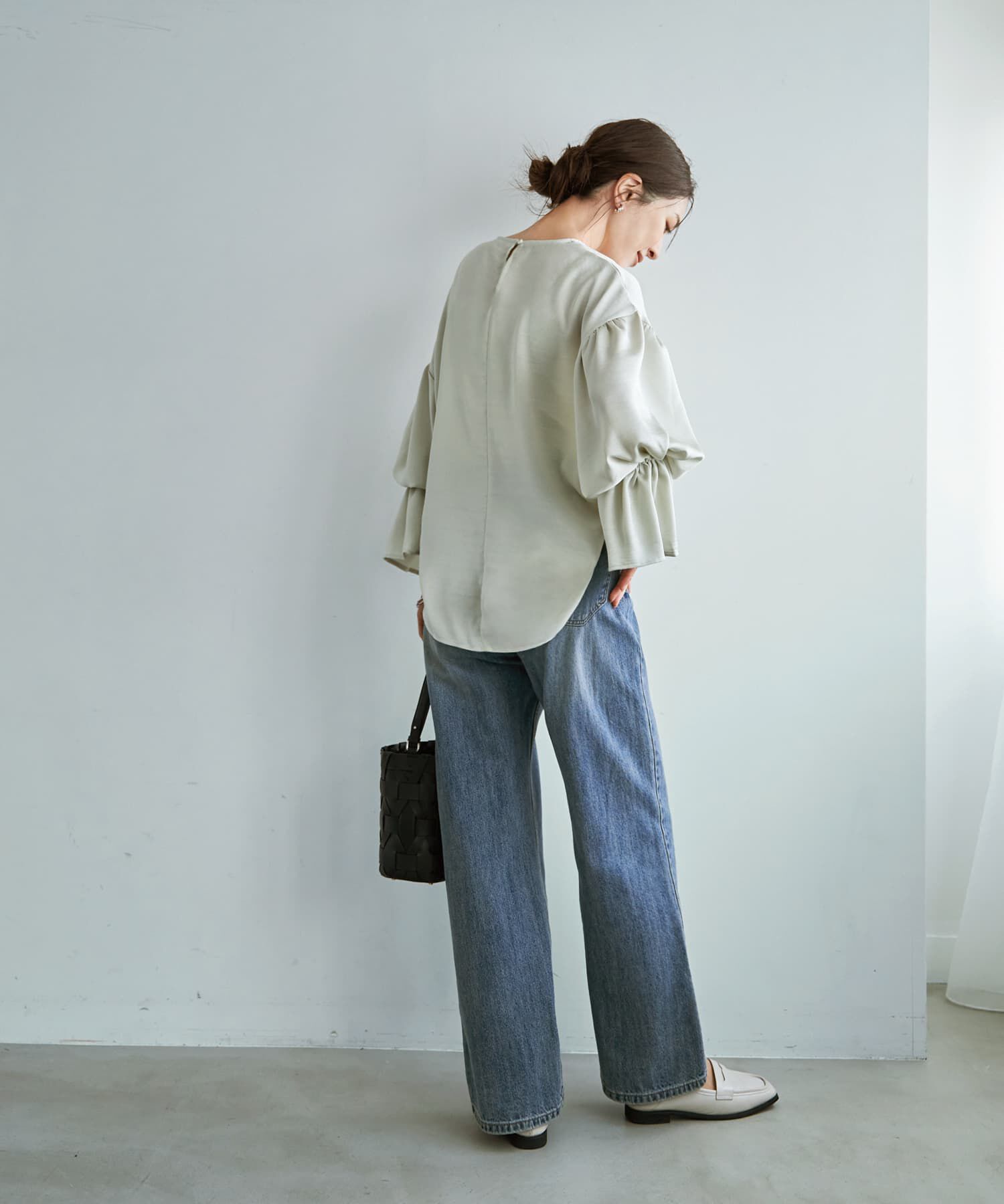 STYLE DELI「シボ生地ブラウジングスリーブブラウス」|シャツ・ブラウス|