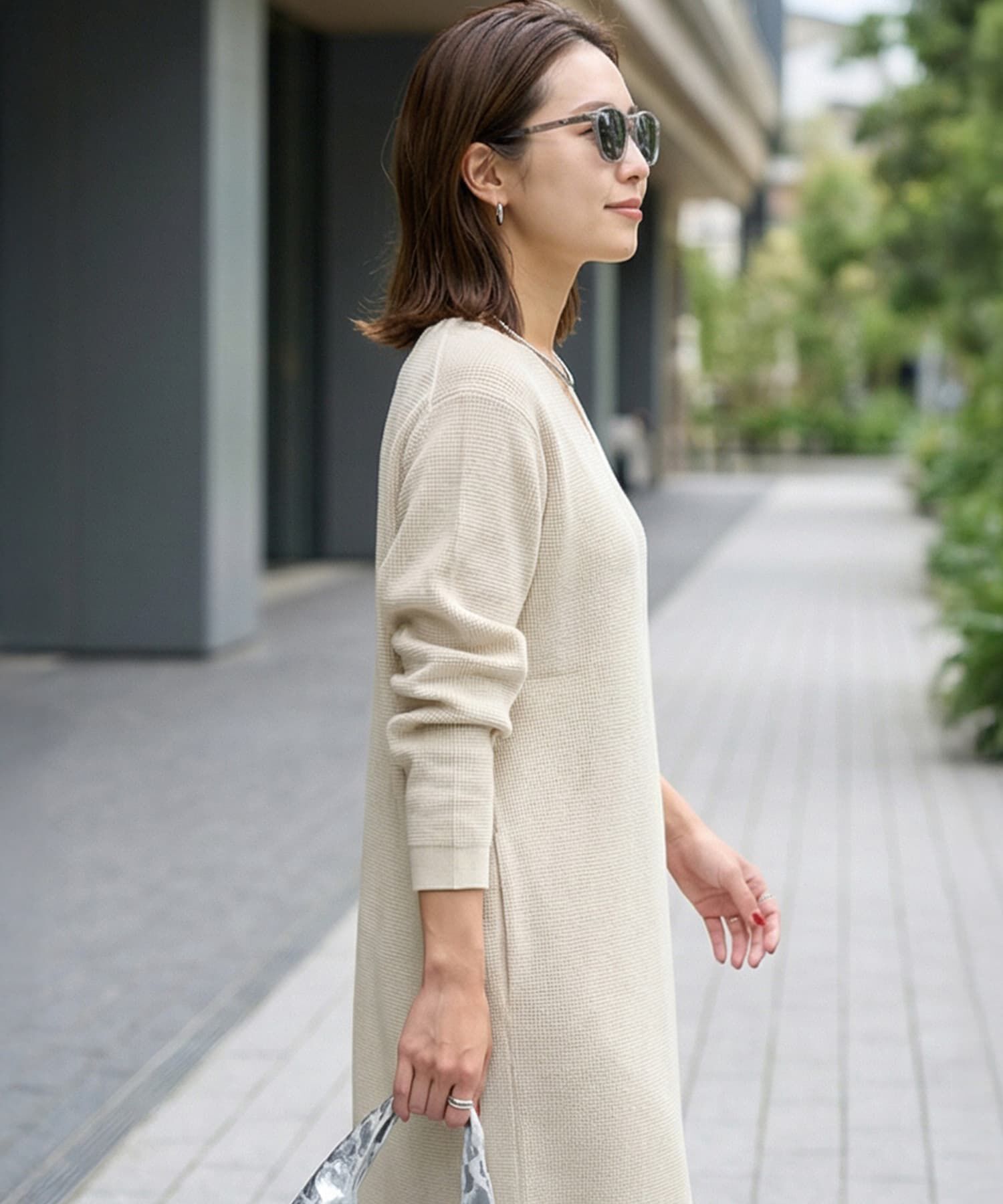 STYLE DELI「サーマル編みVネックワンピース」|ワンピース|