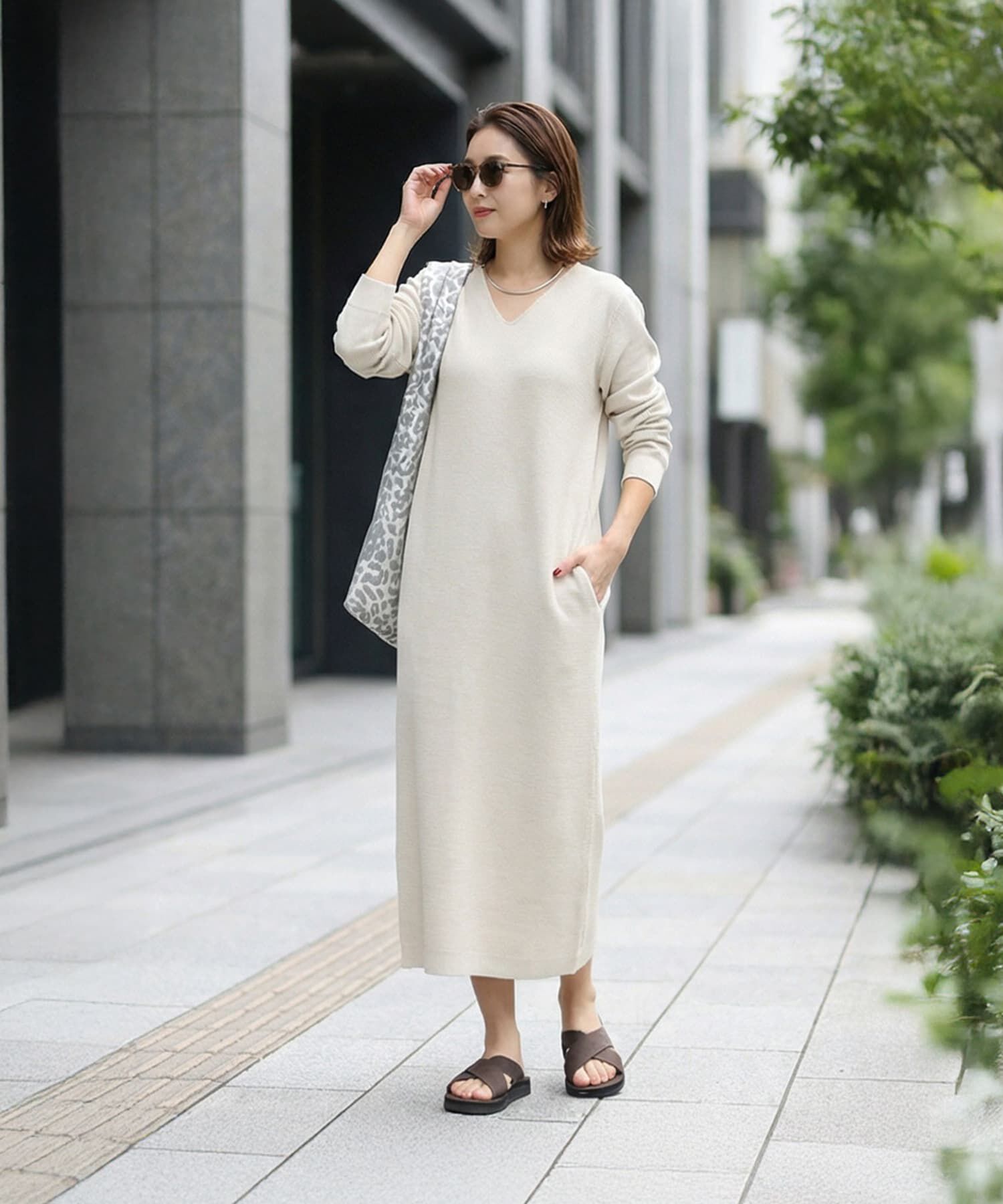 STYLE DELI「サーマル編みVネックワンピース」|ワンピース|