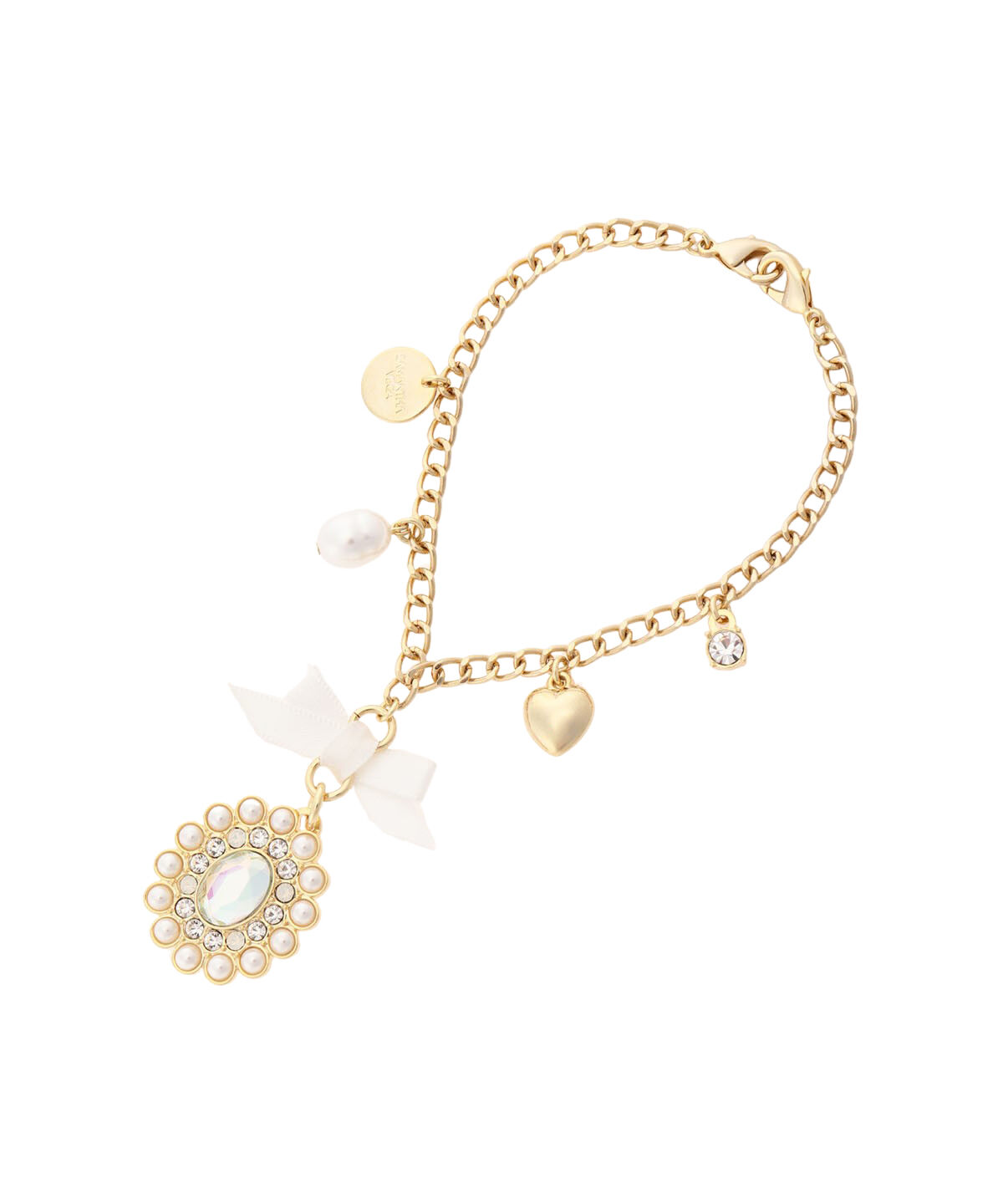 Samantha Vega「リボンカラービジューバッグチャーム」|チャーム・キーホルダー|ホワイト