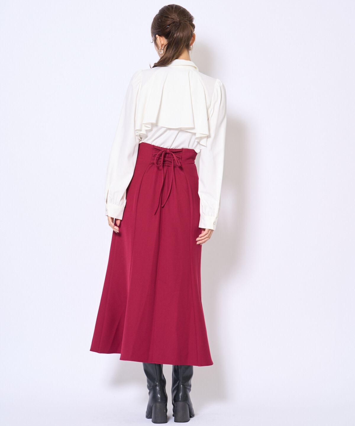 アンドクチュール「ビジューボタンフリルケープ長袖ブラウス」|シャツ・ブラウス|