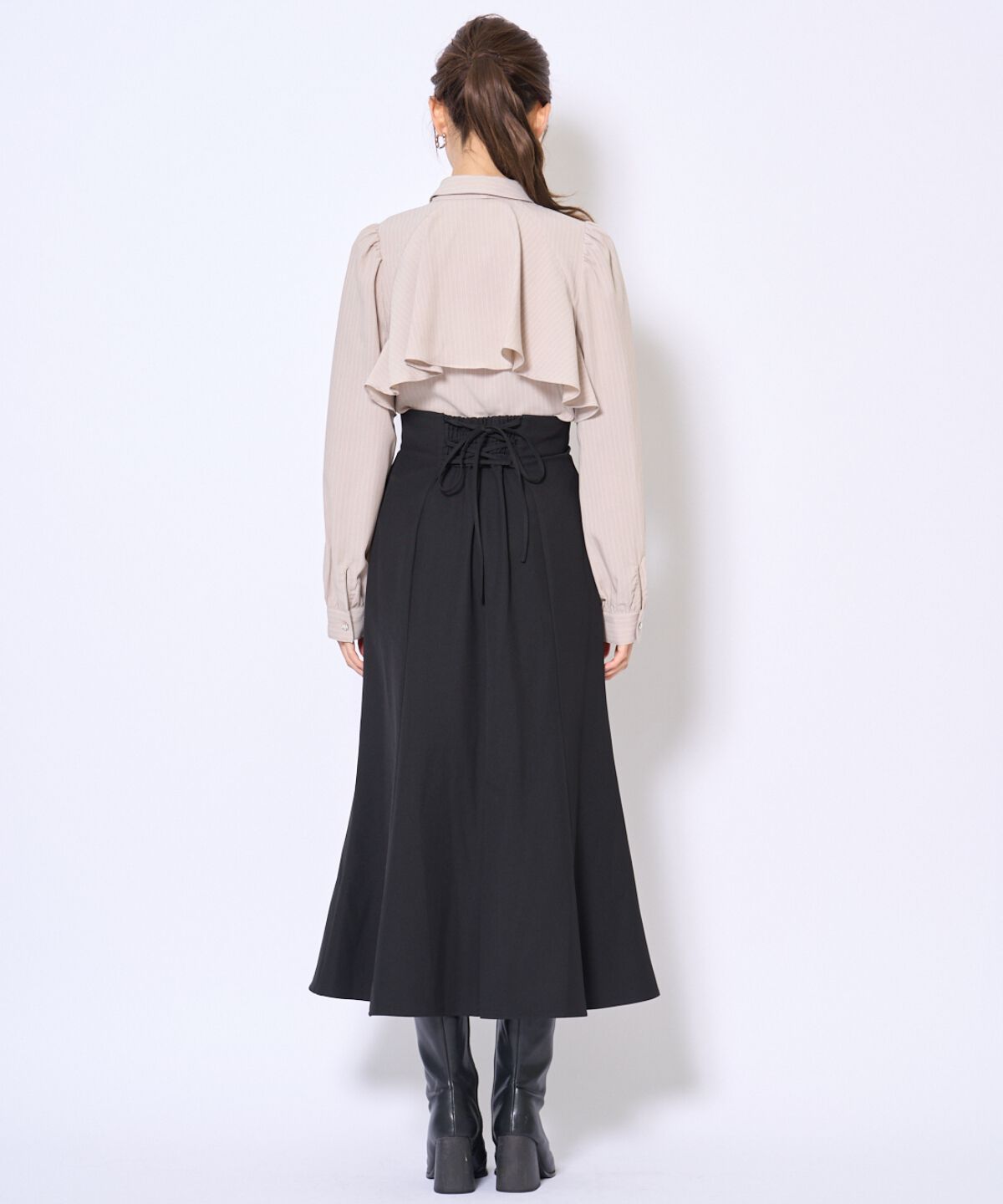 アンドクチュール「ビジューボタンフリルケープ長袖ブラウス」|シャツ・ブラウス|