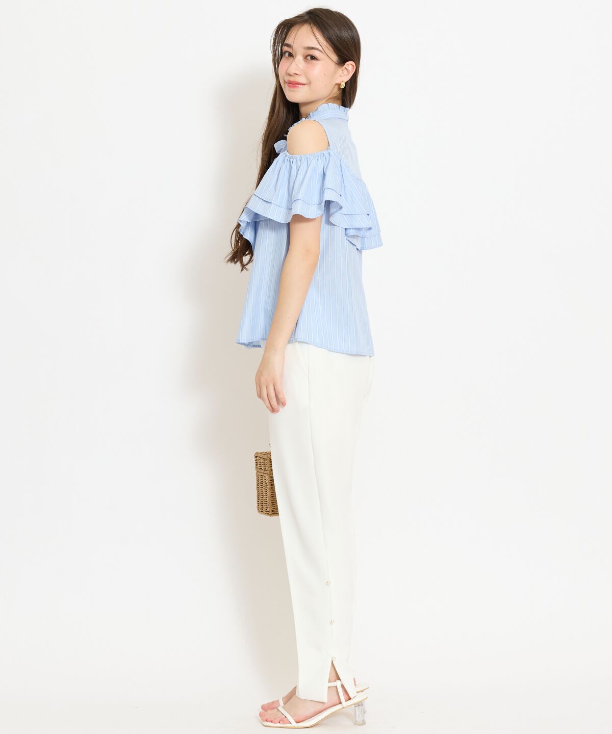 WILLSELECTION「スタンドフリル２WAYスリーブブラウス」|シャツ・ブラウス|