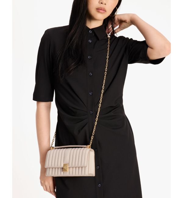 kate spade new york「デコ キルテッド ミニ フラップ チェーン クロスボディ」|ショルダー・メッセンジャー|Pink