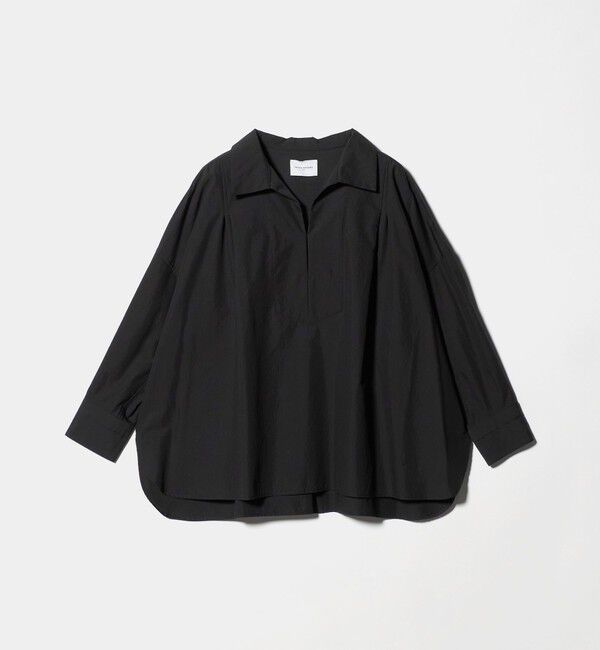 UNITED ARROWS「スキッパー プルオーバー 8分袖 シャツ」|シャツ・ブラウス|BLACK