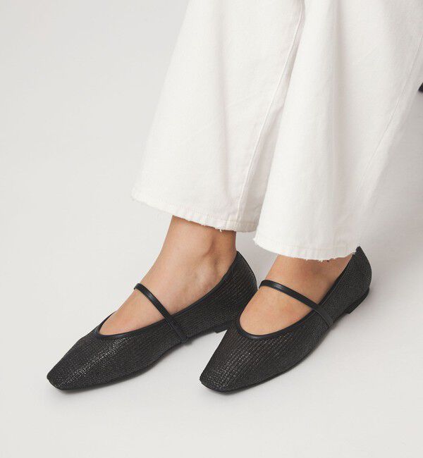 UNITED ARROWS green label relaxing「スクエアストラップ フラットシューズ」|パンプス|BLACK