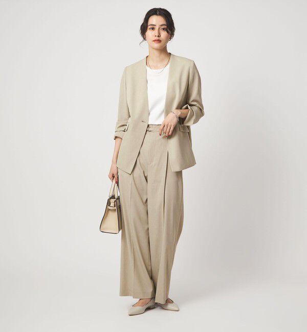 UNITED ARROWS green label relaxing「［size SHORTあり］サラフール ノーラペル ジャケット ストレッチ 接触冷感 UVカット」|ノーカラージャケット|