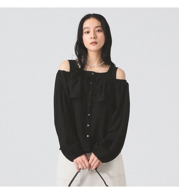 Ray BEAMS 「ヨーク レイヤー オフショルダー ブラウス」|シャツ・ブラウス|BLACK