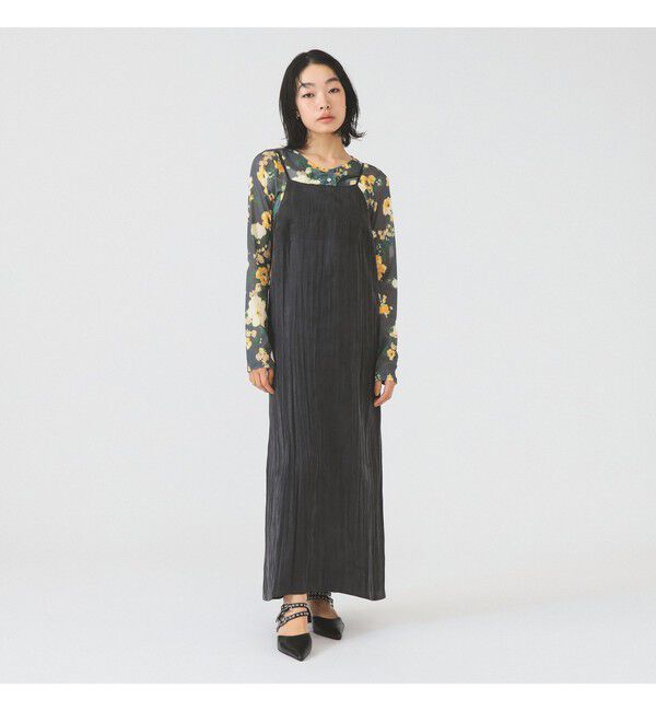 Ray BEAMS 「パウダー サテン キャミ ワンピース」|ワンピース|BLACK