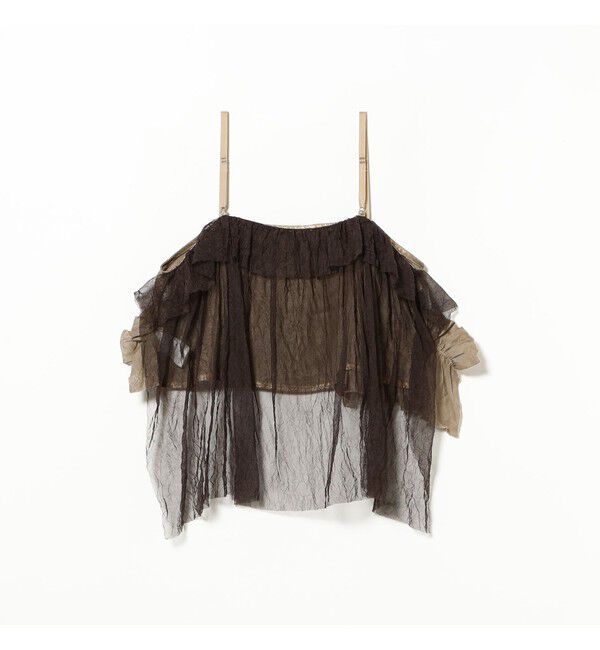 BEAMSBOY「maturely / リネンフリル アンド チュール キャミソール」|シャツ・ブラウス|