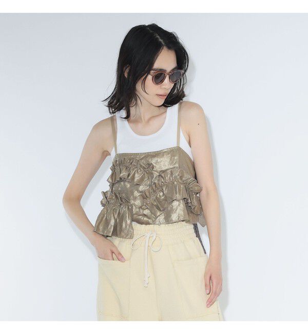 BEAMSBOY「maturely / リネンフリル アンド チュール キャミソール」|シャツ・ブラウス|