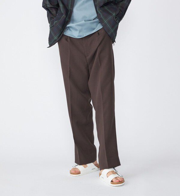 SHIPS「SHIPS: Reflax(R) ダブルクロス ワンタック ワイド パンツ」|チノ|