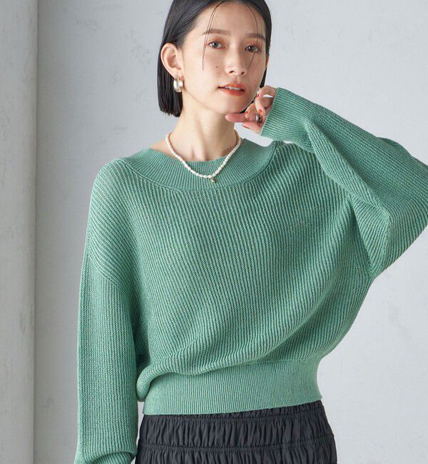 SHIPS for women「〈手洗い可能〉ペーパー コットン プルオーバー 24SS ◇」|ニット・セーター|ライトグリーン