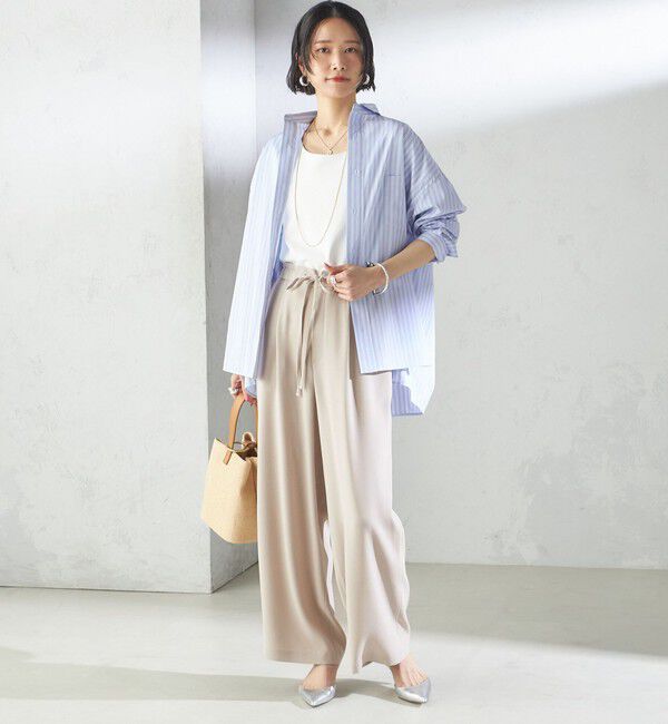 SHIPS for women「〈接触冷感 / 手洗い可能〉アセテート混 バック サテン ワイド パンツ」|その他|