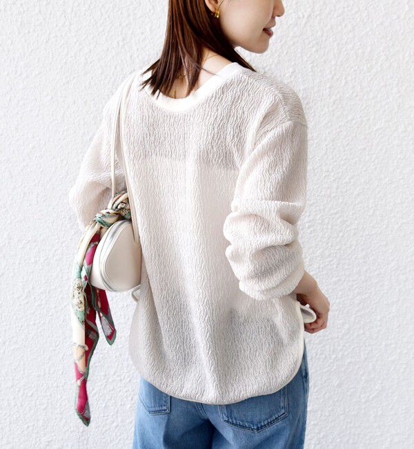 SHIPS for women「【WEB限定】〈手洗い可能〉ウェーブ クレープ ヘンリー 2WAY プルオーバー」|Tシャツ・カットソー|