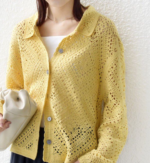 SHIPS for women「【WEB限定】〈手洗い可能〉クロシェ ニット カーディガン」|カーディガン|