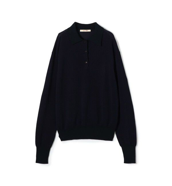 BACCA「ダブルカラーピケ ワイドポロカラーロングスリーブ」|ポロシャツ|68 ネイビー系