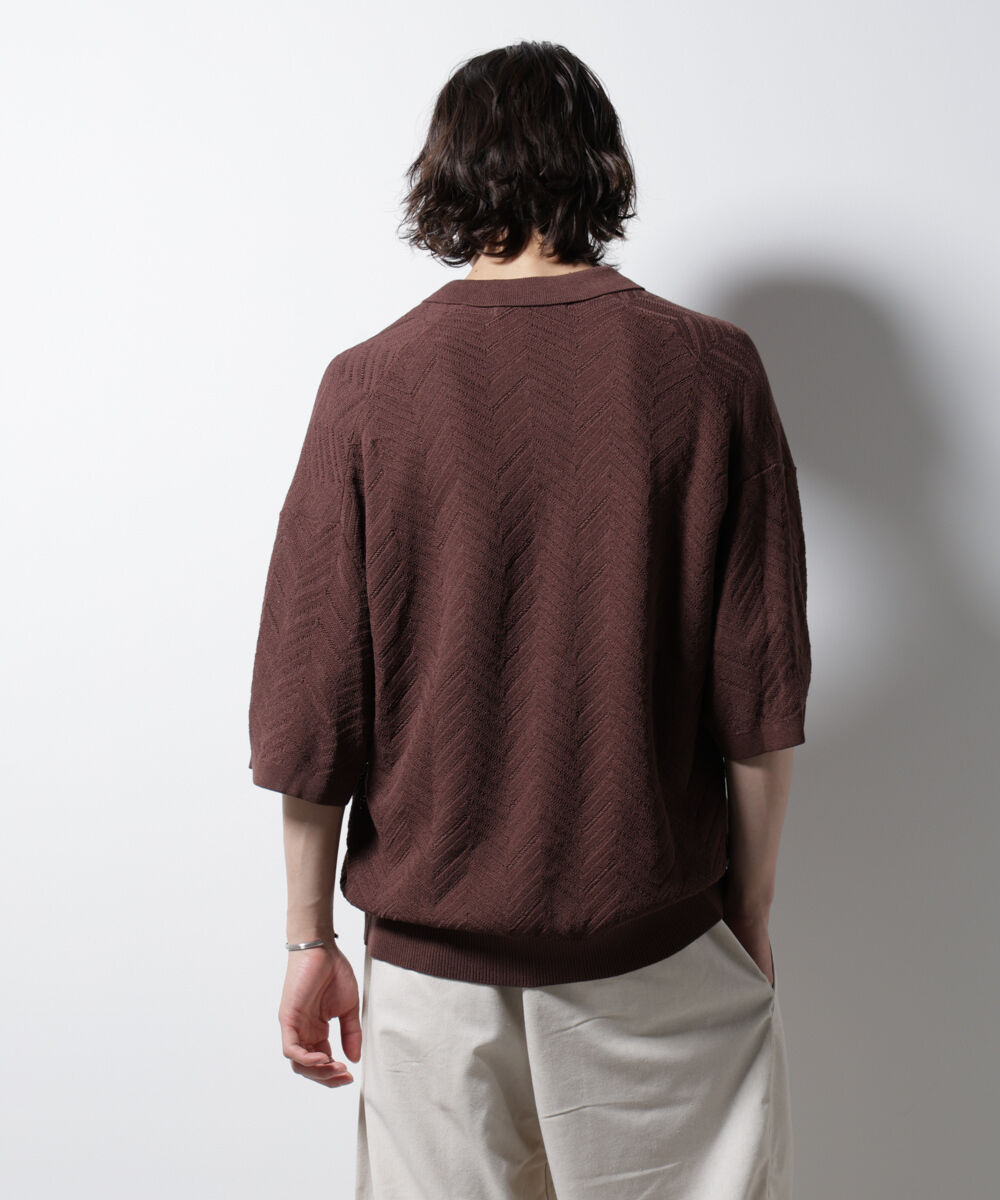 nano･universe「ハイゲージ ヘリンボーンニットシャツ」|ニット・セーター|