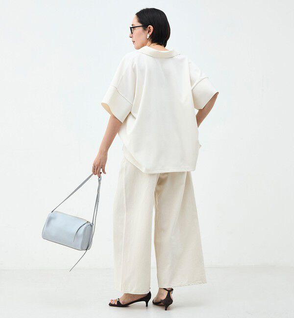 Rie Miller「ウォッシャブルョーポロ襟ハーフスリーブジゼットダンボール」|ポロシャツ|