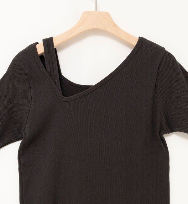 Rie Miller「ウォッシャブルアシンメトリー2WAYリブTシャツ」|Tシャツ・カットソー|